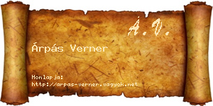 Árpás Verner névjegykártya